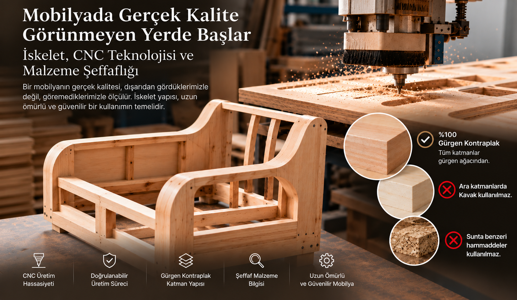 Mobilyada Gerçek Kalite: İskelet, CNC ve Malzeme Şeffaflığı